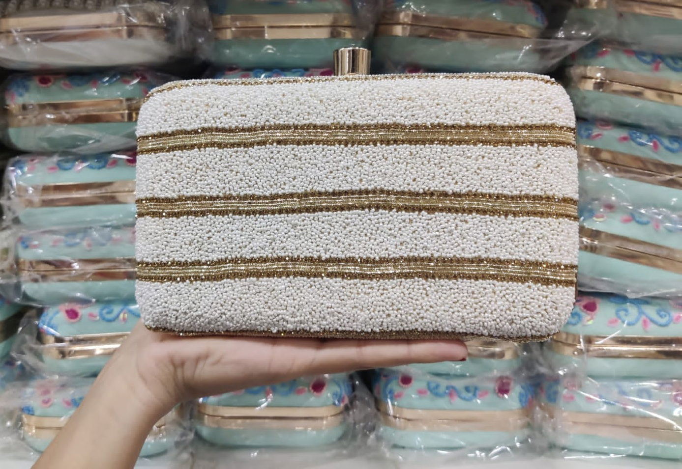 Embellished Fringed Box Clutch Fancy Collection